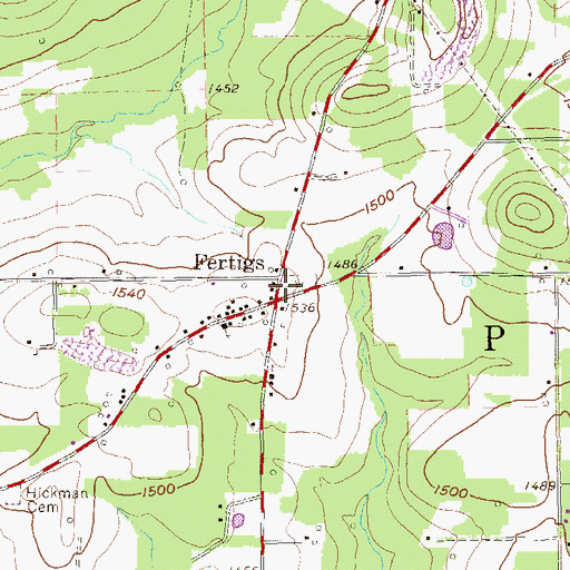 Topographic Map of Fertigs Post Office (historical), PA