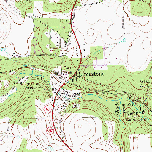 Topographic Map of Limestone Post Office (historical), PA