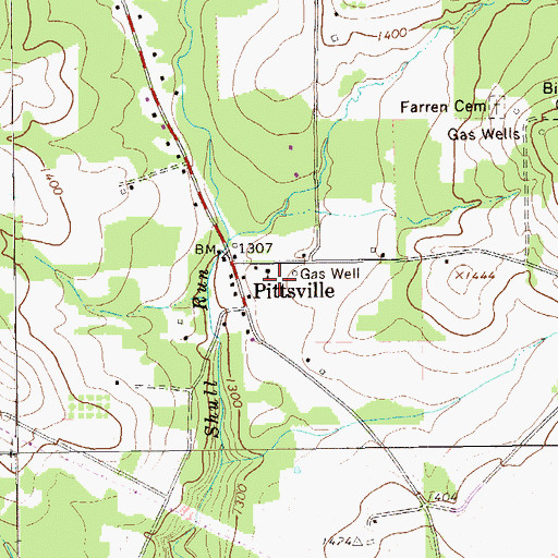 Topographic Map of Pittsville Post Office (historical), PA