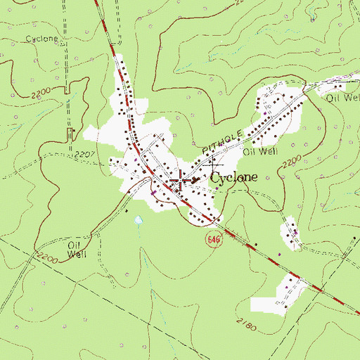 Topographic Map of Cyclone Post Office (historical), PA