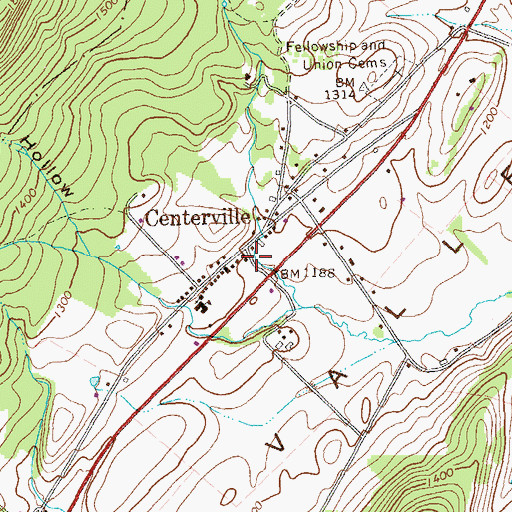 Topographic Map of Bedford Valley Post Office (historical), PA