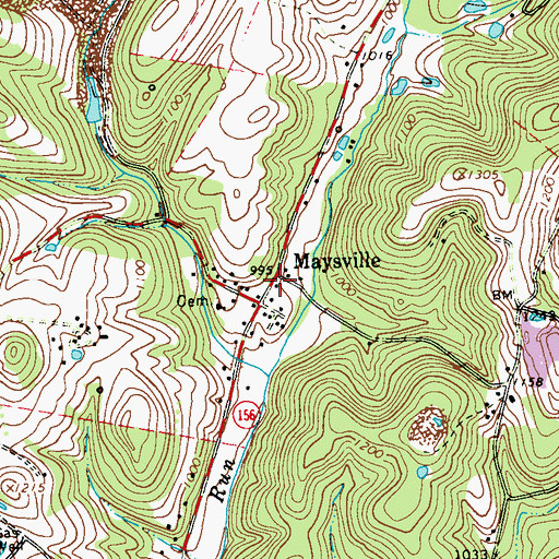 Topographic Map of Long Run Post Office (historical), PA