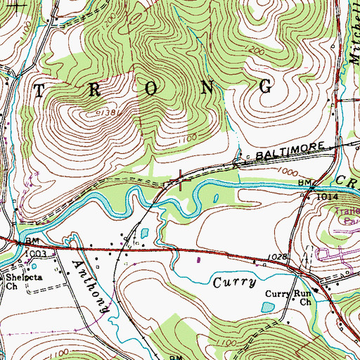 Topographic Map of Shelocta Station, PA
