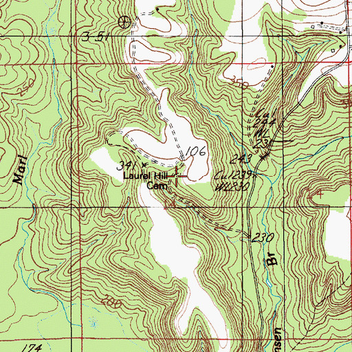 Topographic Map of Laurel Hill Cemetery, AL