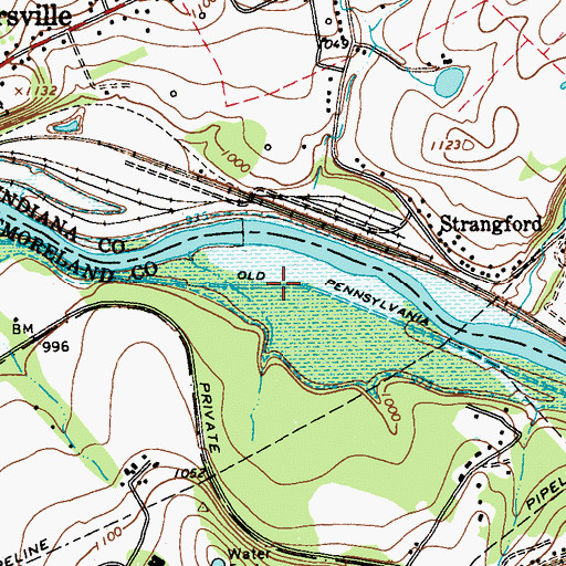 Topographic Map of Old Pennsylvania Canal, PA