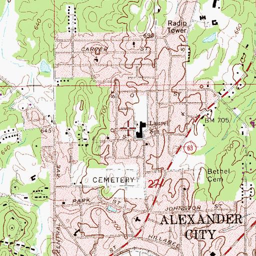 Topographic Map of Nathaniel Stephens Elementary School, AL