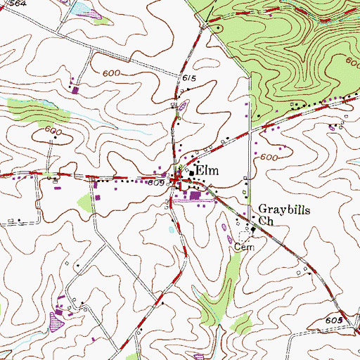 Topographic Map of Elm Post Office (historical), PA