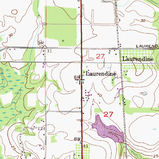 Topographic Map of Laurendine, AL