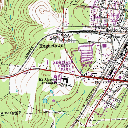 Topographic Map of Admiral Perry Park, PA