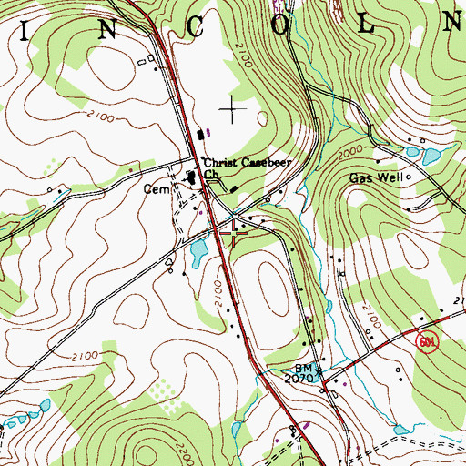 Topographic Map of Casebeer School (historical), PA