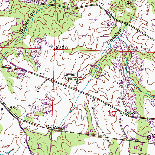 Topographic Map of Lawler Cemetery, AL