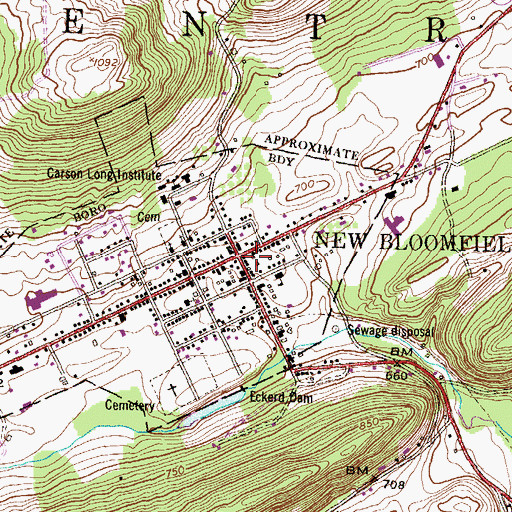 Topographic Map of New Bloomfield Post Office (historical), PA