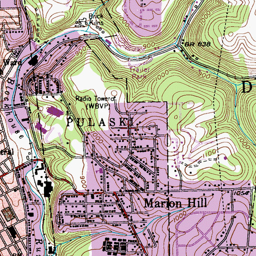 Topographic Map of Pulaski, PA