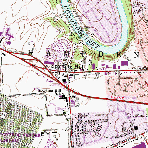 Topographic Map of Hampden Square, PA
