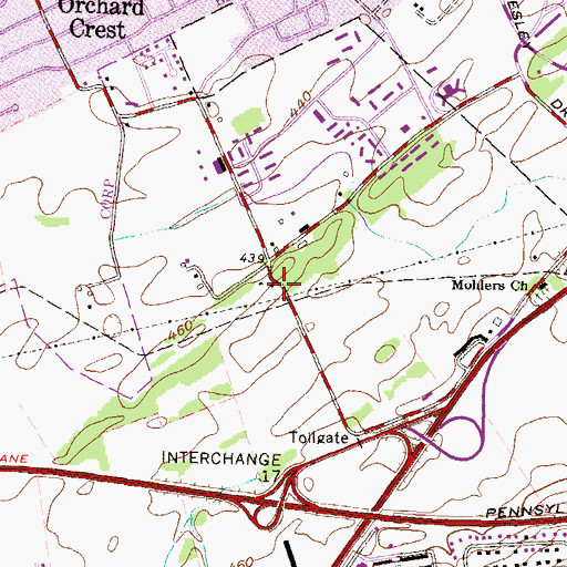 Topographic Map of Messiah Village, PA