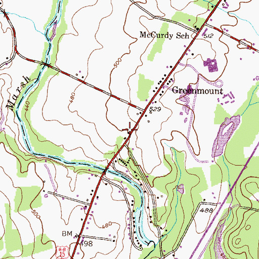 Topographic Map of Green Mount Post Office, PA