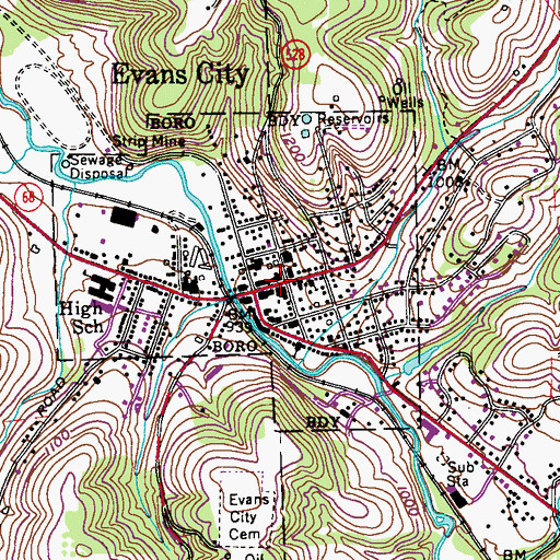 Topographic Map of Eldenau Post Office (historical), PA