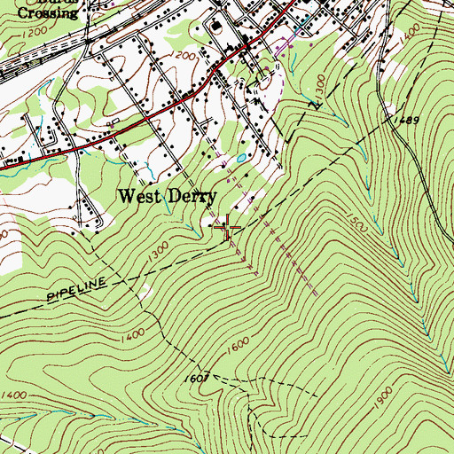 Topographic Map of West Derry Grade School (historical), PA