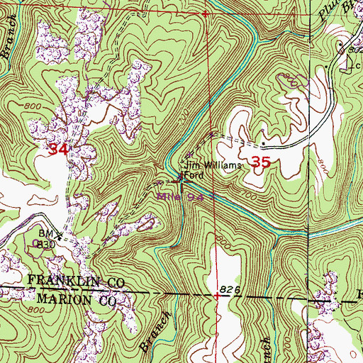 Topographic Map of Lawler Mill Branch, AL