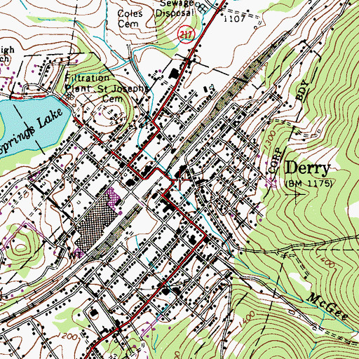 Topographic Map of Saint Josephs Catholic Church, PA