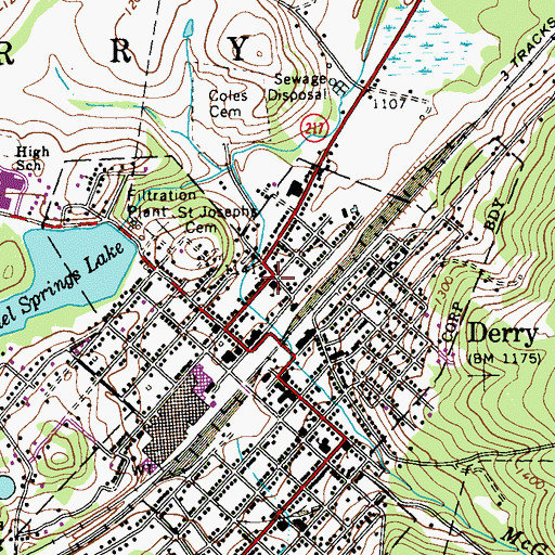 Topographic Map of Third Ward Grade School (historical), PA