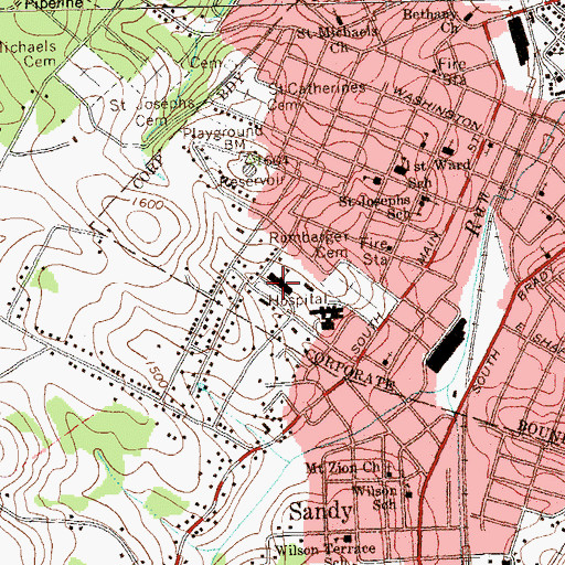 Topographic Map of Central Christian High School, PA