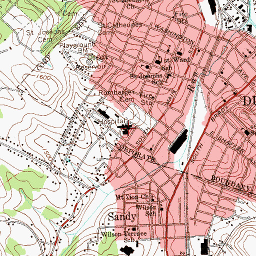 Topographic Map of Penn Highlands Dubois Regional Medical Center, PA