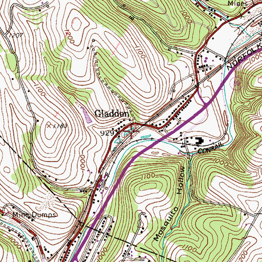 Topographic Map of Gradatim Post Office (historical), PA