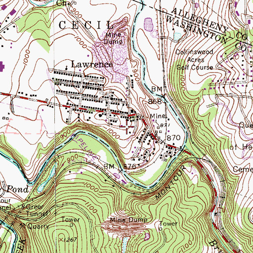 Topographic Map of Lawrence Post Office (historical), PA
