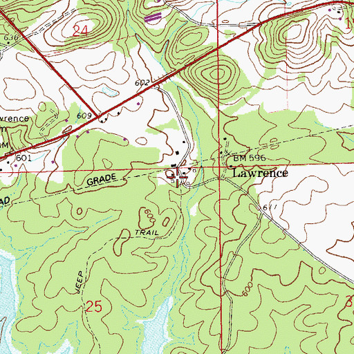 Topographic Map of Lawrence, AL