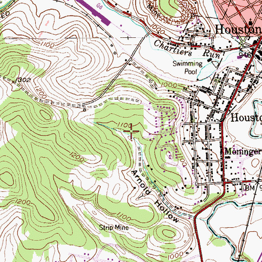 Topographic Map of Moniger Heights, PA