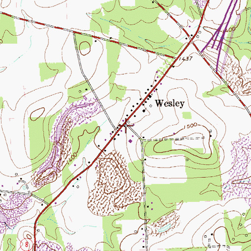 Topographic Map of Wesley Post Office (historical), PA