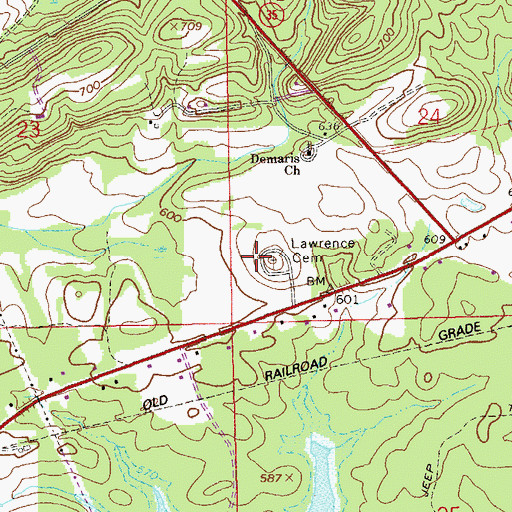 Topographic Map of Lawrence Cemetery, AL