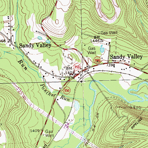 Topographic Map of Sandy Valley Post Office (historical), PA