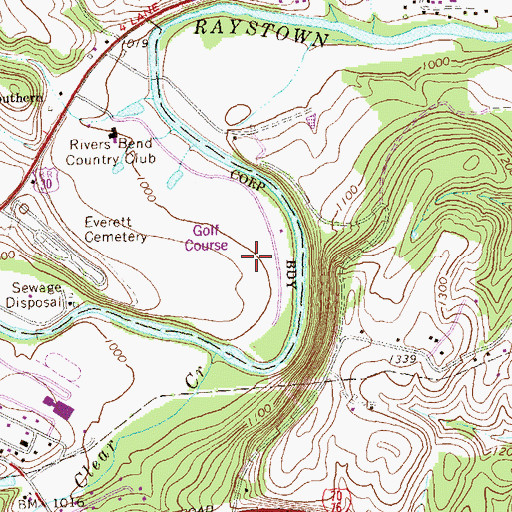 Topographic Map of Rivers Bend Golf Course, PA
