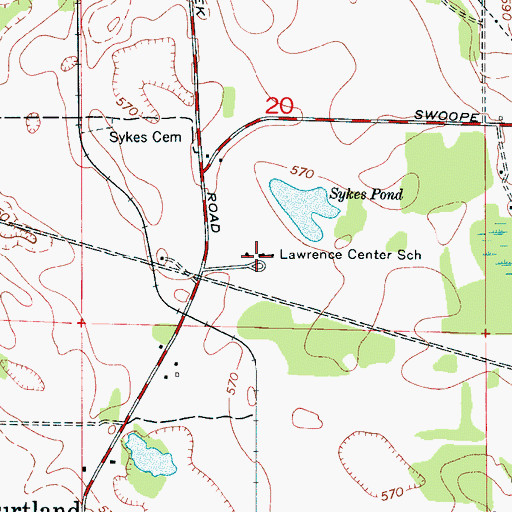 Topographic Map of Lawrence Center School, AL