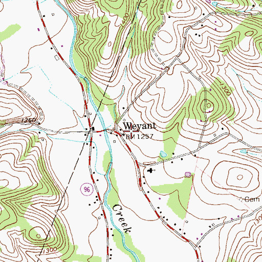 Topographic Map of Weyant Post Office (historical), PA