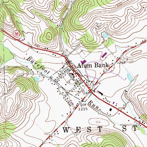 Topographic Map of Alumbank Post Office (historical), PA