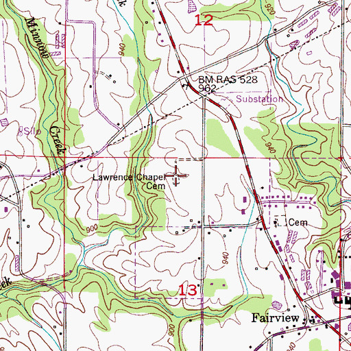 Topographic Map of Lawrence Chapel Cemetery, AL