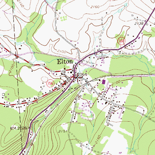 Topographic Map of Elton Post Office (historical), PA