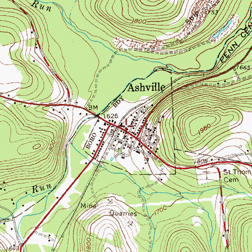 Topographic Map of Ashville Post Office (historical), PA