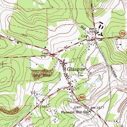 Topographic Map of Glasgow Post Office, PA