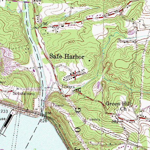 Topographic Map of Safe Harbor Post Office (historical), PA