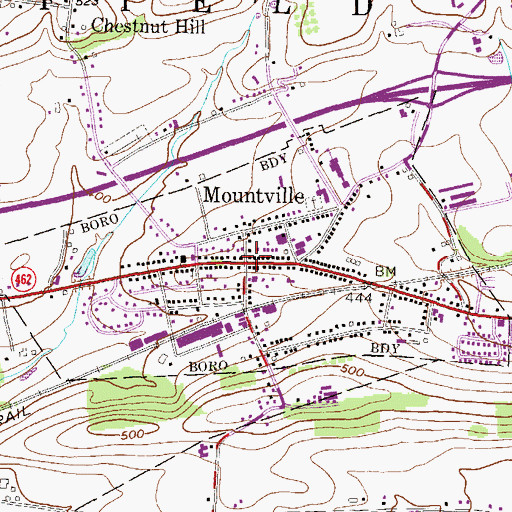 Topographic Map of Mountville Post Office (historical), PA