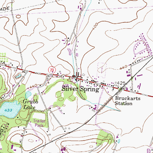 Topographic Map of Silver Spring Post Office (historical), PA