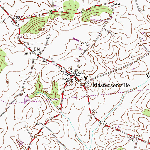 Topographic Map of Mastersonville Post Office (historical), PA
