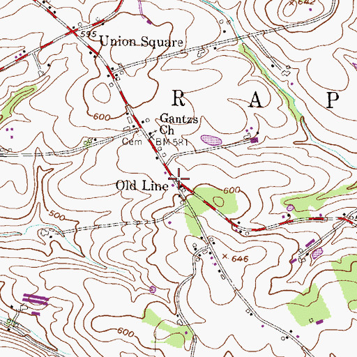 Topographic Map of Old Line Post Office (historical), PA