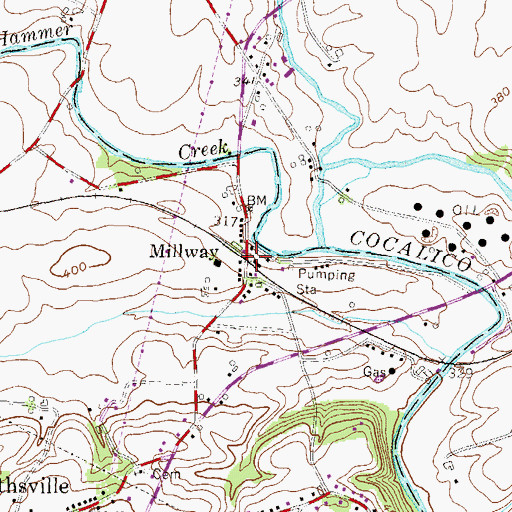 Topographic Map of Millway Post Office (historical), PA