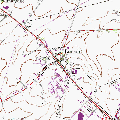 Topographic Map of Lincoln Post Office (historical), PA