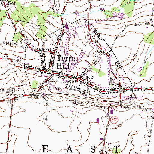 Topographic Map of Fairville Post Office (historical), PA